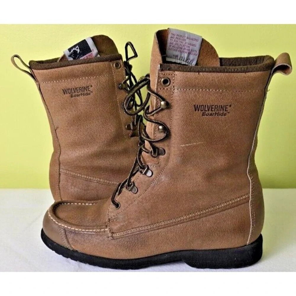 Vintage Wolverine Made In USA Boar Hide Men's Boots Boarhide Size 10 M Pigskin